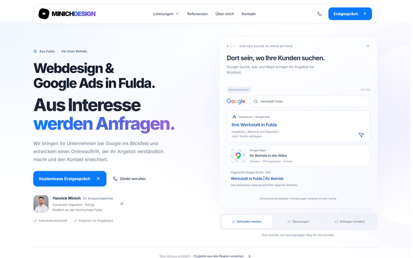 Minich Design in der Desktopansicht