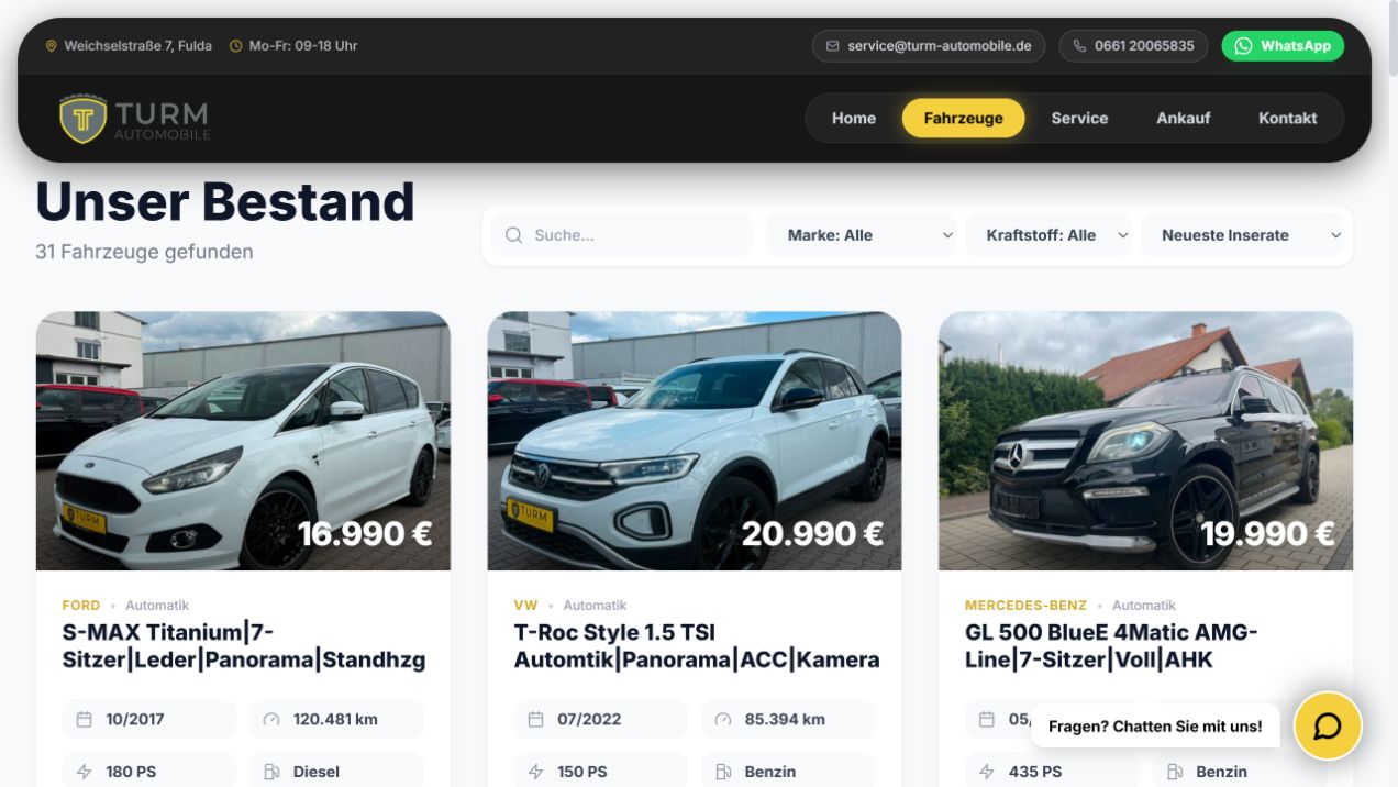 Website Turm Automobile